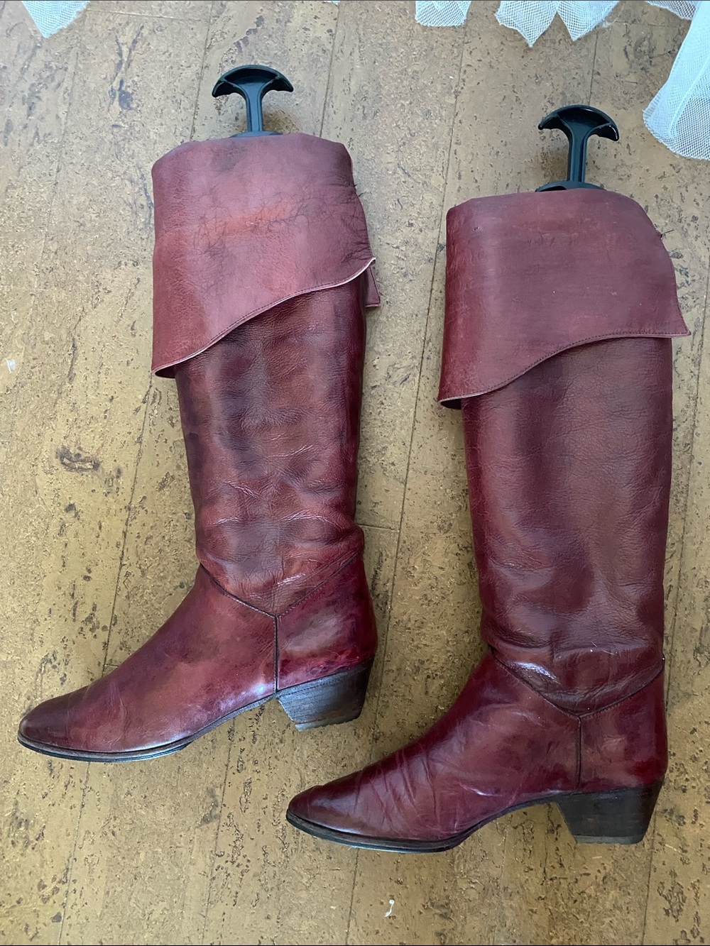 Vtg Arnold Churgin Made in Italy 🇮🇹 Tall 100% Leather Oxblood Boots Size 8